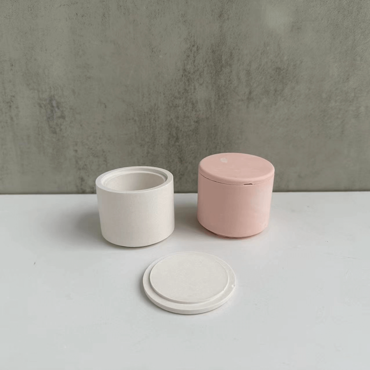 Runde Box mit Deckel Silikonform für Beton