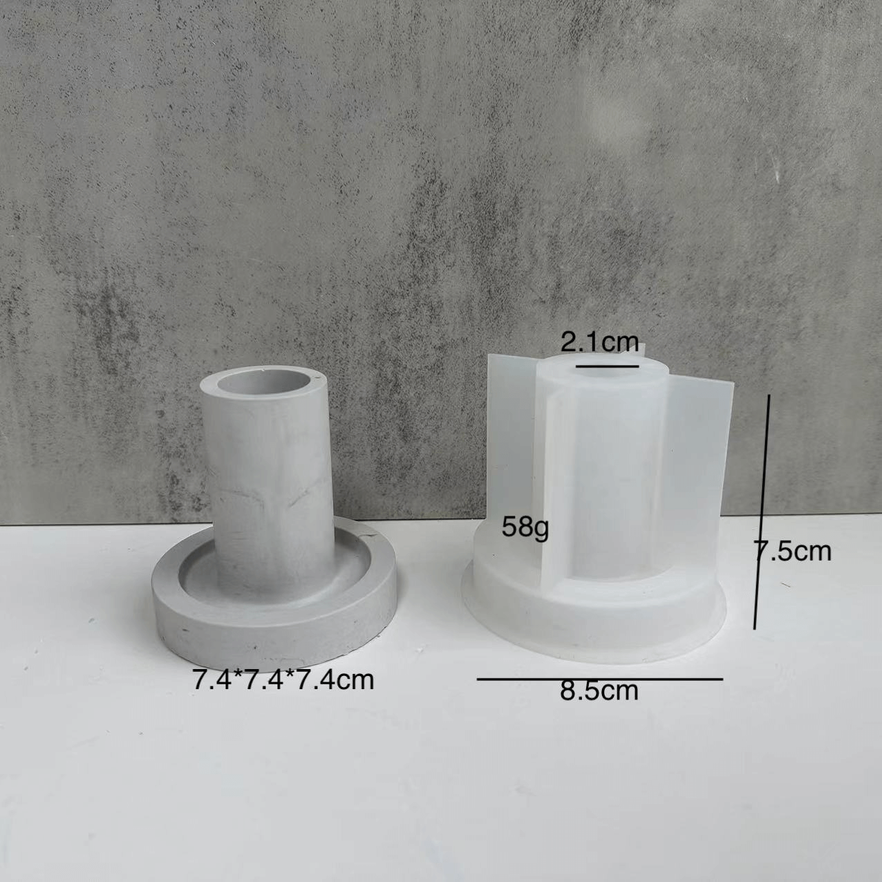 Runder Kerzenhalter mit Untersetzer Silikonform für Beton