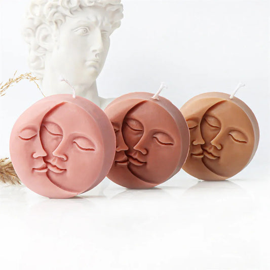 Sonne Mond Gesicht Silikonform für Kerzen